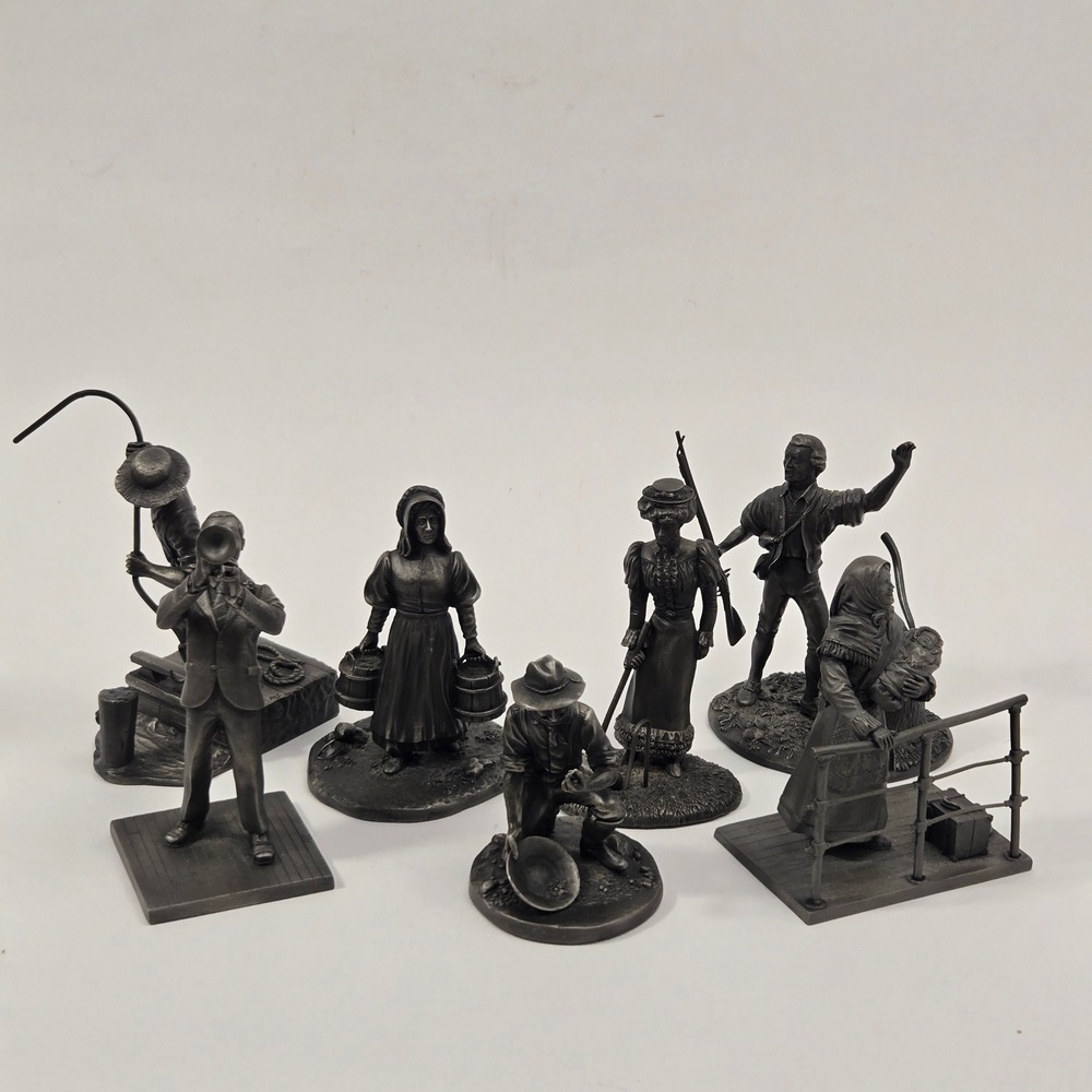 Vintage 1974 Franklin Mint Fine Pewter Figurines American People Set of 7